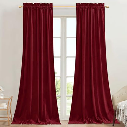 Red Curtains for Bedroom Soft Velvet Drapes, W42 x L90, 2 Panels | 300GSM Rich Velvet, Christmas Holiday Gifts, Thermal Insulated, Privacy Protect, Noise Reducing, Theater Backdrops, Hallway - color: *Autumn Series - Red, size: 42"W x 90"L (Pack of 2)