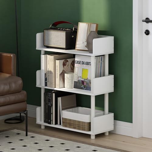 Furinno Turn-N-Tube 3-Tier Display Shelf, Storage Shelves, Book Shelf, Open Shelves with Rounded Corner Top Edges, for Organization and Storage, Living Room, Home Office, White - color: White/White, size: 3-Tier Rack