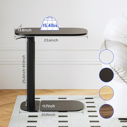 FLEXISPOT 24''Adjustable C Table Gas Spring Mobile Side End Table | Adjustable C table with Wheels, Bedside table for sofa and couch. Laptop Rolling Cart TV Tray, 23.6" W x 13.8" D,Black - color: Black, size: 24x14