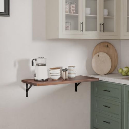 Floating Wall Desk for Home Office,Wall Mounted Table with Pine Wood,24 Inch Workbench for Garage,Work Table with Heavy Duty Brackets for Kitchen,Dining,Laundry,Floating Shelf for Wall - size: 24*14*8.3 Inch