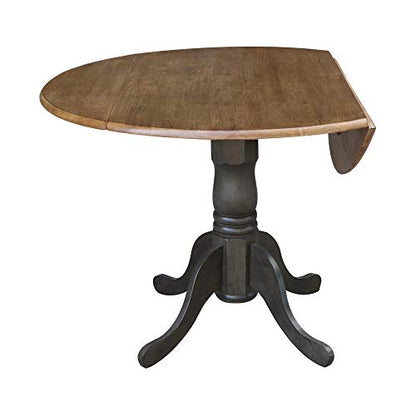 International Concepts 42 Inch Dual Drop Leaf Dining Height Table, Hickory/Washed Coal. - color: Hickory/Washed Coal