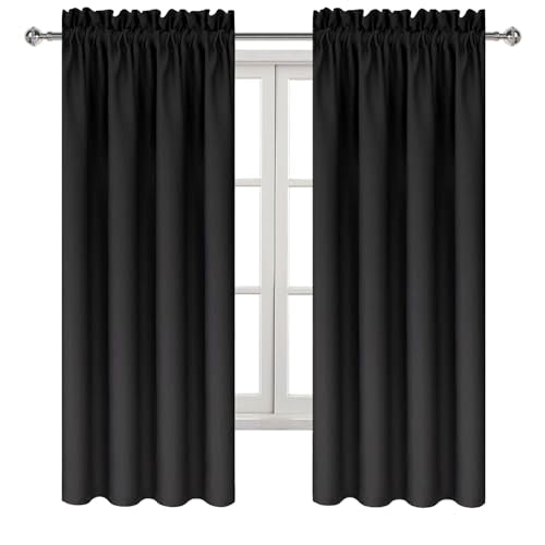 DWCN Blackout Curtains for Bedroom Living Room 42 x 63 Inch Long Black | 2 Panels Set, Room Darkening, Thermal Insulated, Light Blocking, Rod Pocket Drapes, Noise Reducing Window Treatments - color: Black, size: 42"W x 63"L (Pack of 2)