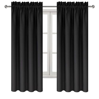 DWCN Blackout Curtains for Bedroom Living Room 38 x 63 Inch Long Black | 2 Panels Set, Room Darkening, Thermal Insulated, Light Blocking, Rod Pocket Drapes, Noise Reducing Window Treatments - color: Black, size: 38"W x 63"L (Pack of 2)