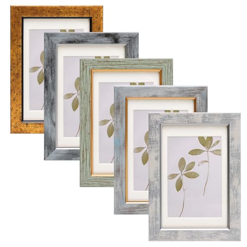 Fixwal 4x6 Picture Frame Set of 5 with Tempered Glass, Multicolor | Premium PS Product, Farmhouse-Style, Durability And Longevity, Wall or Tabletop Decor - color: A-Multicolor, size: 4x6