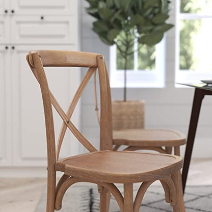 Merrick Lane Bardstown X-Back Bistro Style Wooden Dining Chair for Kitchens and Dining Rooms, High-Back Wood Stackable Kitchen Chair, Medium with White Grain - color: White Grain