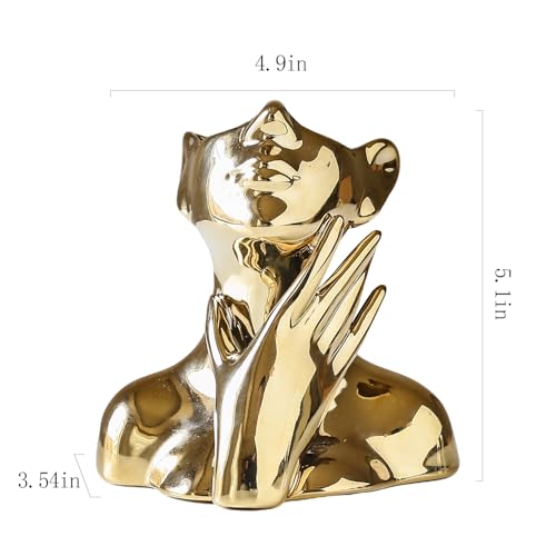 BrownLove Golden Ceramic Face Vase, Modern Golden Decorative Art Vase, Bookshelf Placed On The Desktop, Small Living Room, Office and Bedroom - style: Golden-Charming