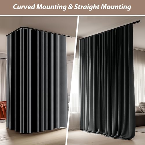 Room Divider Curtains with Ceiling Curtain Track Set Window Curtain for Bedroom,Living Room Total Blackout Thermal Insulated Privacy Ceiling Track Curtain W 72 × L 84 Deak-Grey - color: Deak-grey, size: 72"W x 84"L (Pack of 1)
