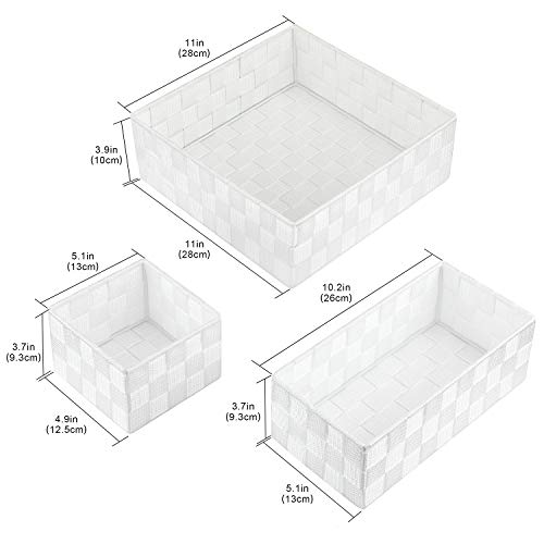 Posprica Woven Storage Box Cube Basket Bin Container Tote Organizer Divider for Drawer,Closet,Shelf, Dresser (White) - color: White