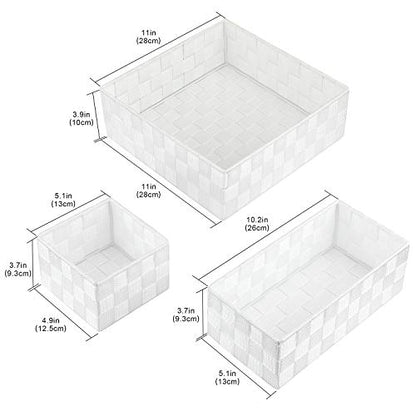 Posprica Woven Storage Box Cube Basket Bin Container Tote Organizer Divider for Drawer,Closet,Shelf, Dresser (White) - color: White