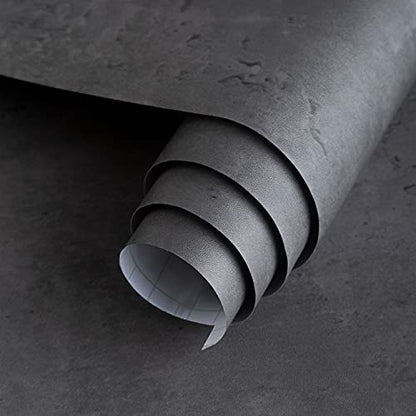 16"×118" Dark Grey Black Concrete Wallpaper Peel and Stick 3D Matte Textured Thick Concrete Cement Contact Paper Vinyl Wrap Removable DIY Tile Wall Sticker for Walls Countertop Cabinet Kitchen Island - color: Dark Gray, size: 16" x 118"