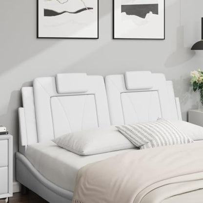 Viana Headboard Cushion, 53.9 inch Upholstered Bed Backrest Support, Faux Leather Wall-Mounted Pillow for 54 inch Mattress, White