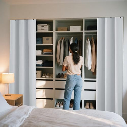 RYB HOME 100% Blackout Linen Look Curtains Thermal Insulated 100% Privacy | Thermal Insulated, Room Divider Window Drapes, Bedroom Living Room Doorway, Grommet, Grayish White, W60 x L84,1 Panel - color: Grayish White, size: 60"W x 84"L (Pack of 1)