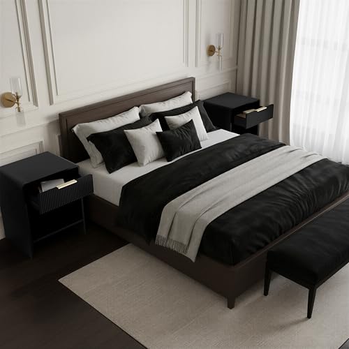 Lab Cosi Nightstand,Night Stand with Drawer Storage,18.9" W Modern Bedside Table,Fluted Night Tables with Handle,Bedside End Table for Bedroom Living Room Sofa Office - size: 18.9"W × 15.7"D × 23.6"H