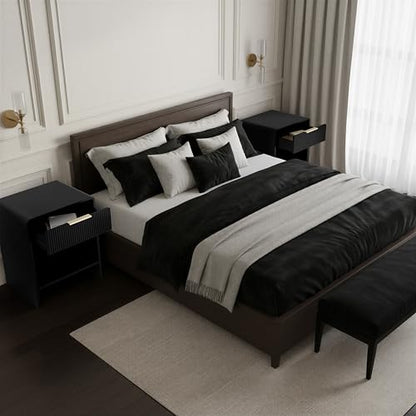 Lab Cosi Nightstand,Night Stand with Drawer Storage,18.9" W Modern Bedside Table,Fluted Night Tables with Handle,Bedside End Table for Bedroom Living Room Sofa Office - size: 18.9"W × 15.7"D × 23.6"H