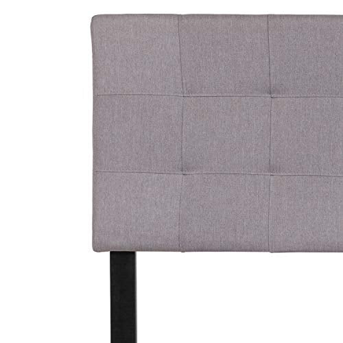 EMMA + OLIVER Light Gray Full Quilted Tufted Headboard | Adjustable Bed Rail Slots, Fabric Upholstered - color: Light Gray, size: Full