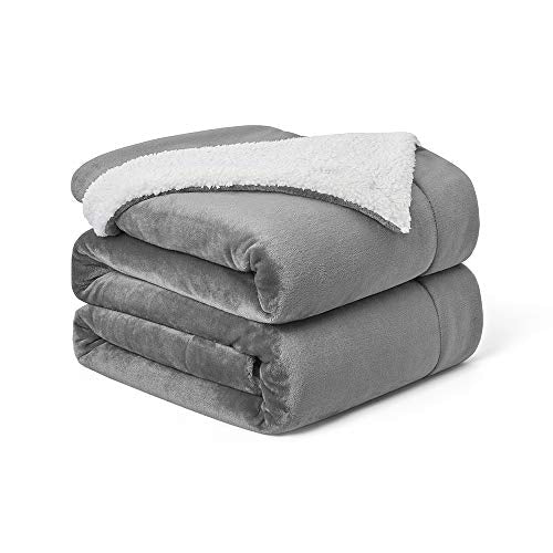 Walensee Sherpa Fleece Blanket (Twin Size 60”x80” Grey) Plush Throw, Gray Fuzzy Super Soft Reversible Microfiber Flannel Blankets for Couch, Bed, Sofa Ultra Luxurious Warm and Cozy for All Seasons - color: Grey, size: 60"x80"