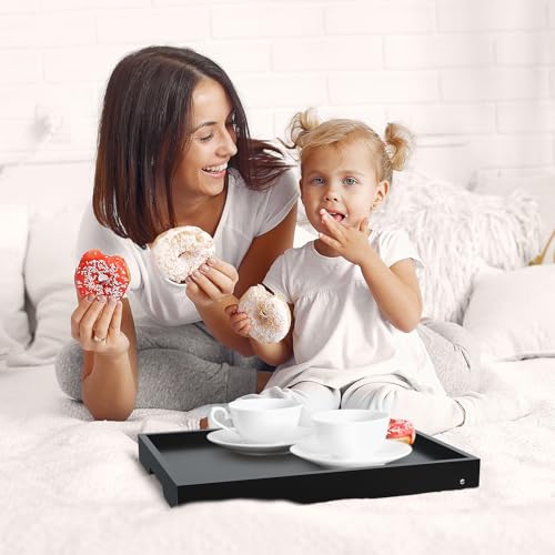 Youpehom Bamboo Bed Tray Table with Folding Legs, Large, Black | Large bamboo bed tray with folding legs, handles and raised edges for meals, laptops, reading and serving in bed. - color: Black, size: Large