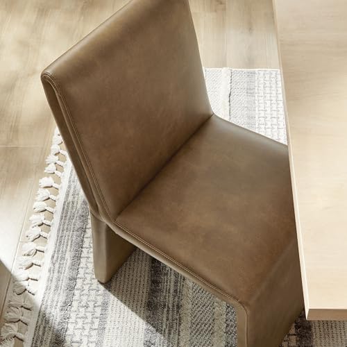 Modway Emory Faux Leather Dining Side Chair in Canyon - Single Armless Slipper Chair - Padded Vegan Leather Accent for Dining Room, Kitchen - color: Canyon