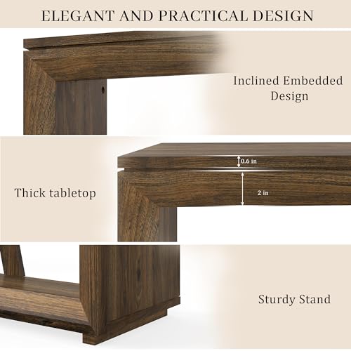 55-Inch Long Console Table for Entryway, Wooden Sofa Table Behind The Couch, Walnut Wood Hallway Accent Table for Living Room, Entrance - color: Walnut