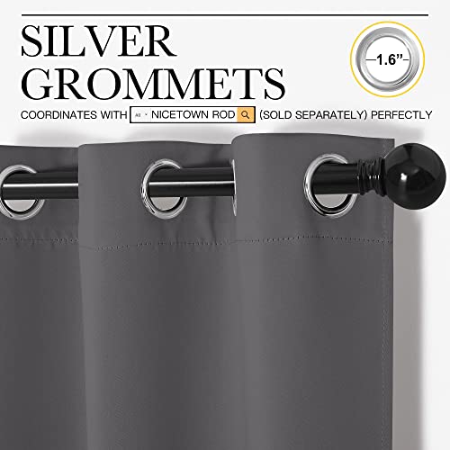 NICETOWN Bedroom Curtains Blackout Drapery Panels, Three Pass Microfiber Thermal Insulated Solid Ring Top Blackout Window Curtains/Drapes (Two Panels, 34 x 84 inches, Gray) - color: Grey, size: 34"W x 84"L (Pack of 2)