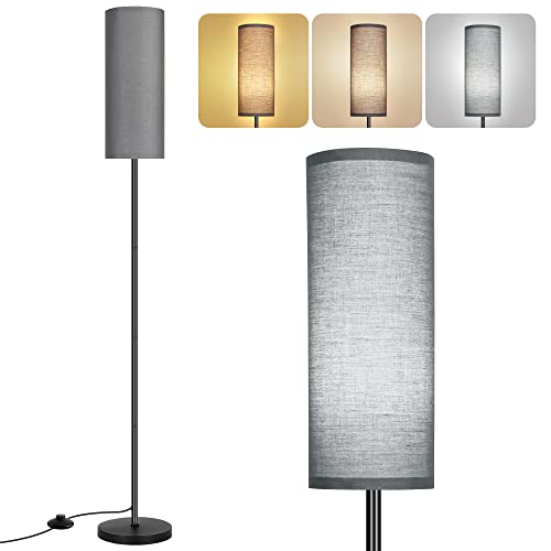 Floor Lamp for Living Room, Modern Standing Lamps with Lampshade, Minimalist Tall Lamp with Foot Switch for Living Room, Bedroom, Kids Room, Office(Bulb Not Included) - color: Gray