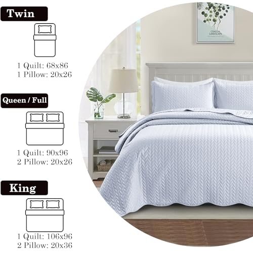 MOONLIGHT20015 Twin Quilt Bedding Set (68” x 86”) - Bulk Pack of 10 Wholesale for Hotels, Guest Bedroom & Airbnbs - Lightweight Microfiber Reversible Embossed Quilts Bedspreads (White) - color: White, size: Twin (10 Pack)