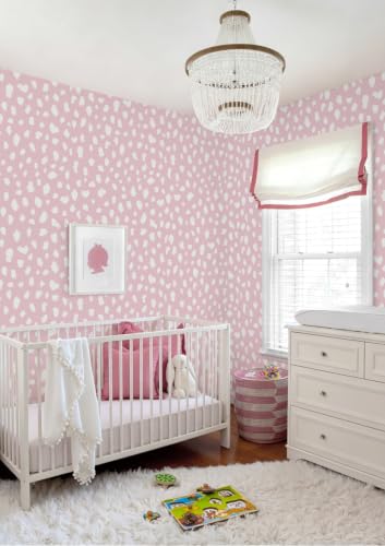 Yasinet Pink Wallpaper Boho Dots Peel and Stick Wallpaper Modern Removable for Girl Bathroom/Bedroom Pink and White Contact Paper Self Adhesive Waterproof Wall Paper Decro Vinyl 17.3" × 118 " - color: Pink/White, size: 17.3"×118.6''