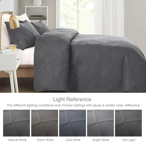 Exclusivo Mezcla Twin Size Quilt Set, Grey | Soft Bedspreads with 1 Pillow Sham, Modern Striped Pattern, Lightweight Bedding Set Coverlets for All Seasons, 68x88 Inch - color: Grey, size: Twin (68"x88")