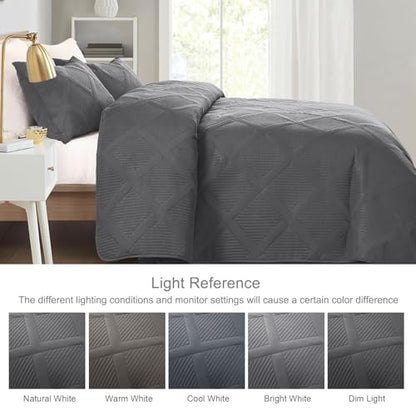 Exclusivo Mezcla Twin Size Quilt Set, Grey | Soft Bedspreads with 1 Pillow Sham, Modern Striped Pattern, Lightweight Bedding Set Coverlets for All Seasons, 68x88 Inch - color: Grey, size: Twin (68"x88")
