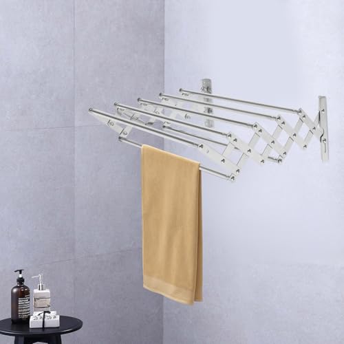 Wall Mounted Drying Rack Towel Hanger Wall Mount Drying Racks for Laundry Retractable Clothes Rack Wall-Mounted Towel Racks for Bathroom Balcony Kitchen