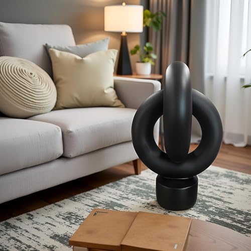 12" Modern Abstract Ring Decorative Sculpture, Knot Sculptures,Home Decor,Coffee Table Statues,Dining Living Room Desk Decor,Black - color: 12" Black