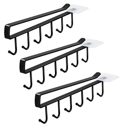 3 Pack Black Under Cabinet Mug Holder, Cup Rack For 1 Inch Shelves | Save Cabinet Space By Hanging Mugs Under Shelves, Keeping Cups Organized And Easy To Access - color: b- 3pcs Black
