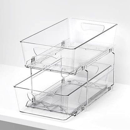 Simple Houseware 2 Tier Basket Drawer Cabinet Pull-Out Organizer, Clear - size: 1-Pack