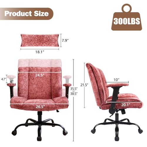 Criss Cross Chair with Wheels & Flip Arms, Wide Cross Legged Office Chair with Adjustable Tilt Criss-Cross Desk Chair with Lumbar Support for Home Office, Bedroom, Apartment Red - color: Red