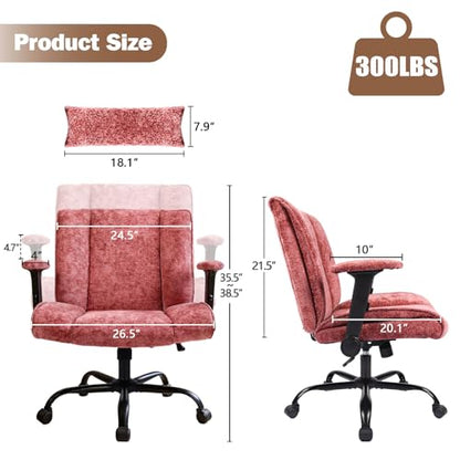 Criss Cross Chair with Wheels & Flip Arms, Wide Cross Legged Office Chair with Adjustable Tilt Criss-Cross Desk Chair with Lumbar Support for Home Office, Bedroom, Apartment Red - color: Red