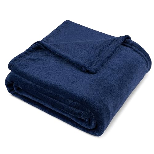 PAVILIA Navy Blue Fleece Throw Blanket for Couch, Dark Blue Super Soft Fuzzy Flannel Throw for Sofa, Luxury Plush Microfiber Bed Blanket, Cozy Home Decorative Velvet Gift Blanket, 50x60 - color: Navy Blue, size: 50 x 60 Inches - Throw