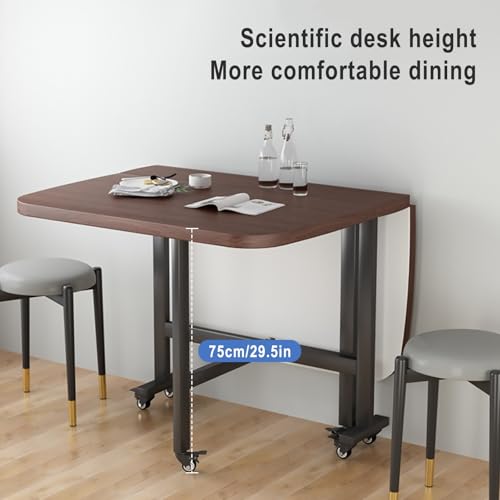 Multifunction Table Drop Leaf Dining Table, Foldable Kitchen Table Multifunction Space Saving Table For Dining Room Home Office, Easy To Fold And Unfold, Multifunction Expandable Table(Walnut,100x60x7 - color: Walnut, size: 100x60x75cm
