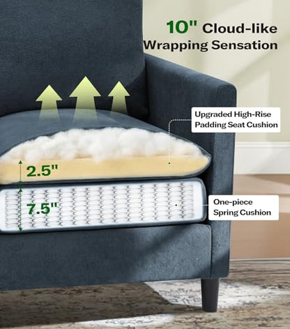 Welzona 3-Layers Cloud Accent Chair, 33" Reading Chair, Teddy Arm Chairs | Comfy Teddy Fabric, Washable Covers, Tool-Free Setup, All-wood Couch Chair for Living Room, Bedroom, Reading Nook, Blue Grey - color: Blue Grey, size: cloud chair