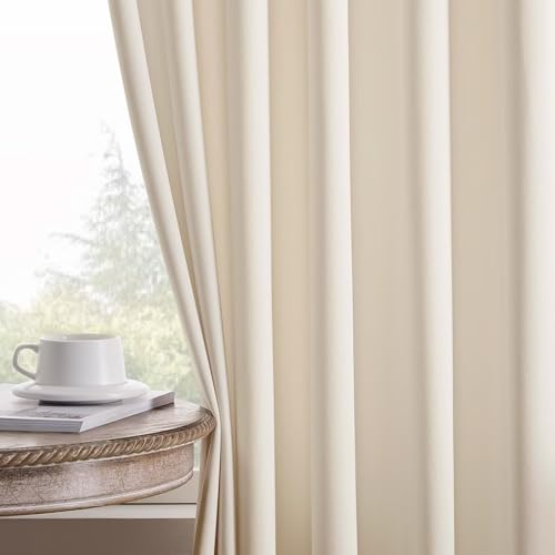 Joydeco Velvet Curtains White Blackout Curtains Thermal Insulated 63 inches Long Window Curtains Super Soft Room Darkening Drapes for Bedroom Living Room Elegant Rod Pocket 2 Panels Cream White - color: Rod Pocket | Cream White, size: 52"W x 63"L (Pack of