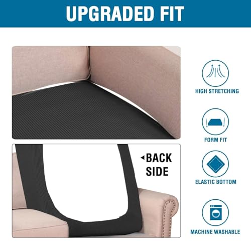 H.VERSAILTEX Super Stretch Individual Chaise Cover Sectional Couch Covers for L Shaped Sofa Both Left/Right Featuring Thick Jacquard Textured Twill Fabric (1 Piece Chaise Cover Large, Black) - color: Black, size: Chaise Cover Large