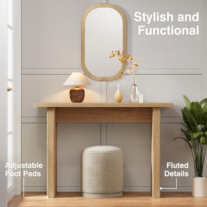 Narrow Console Table, Modern Fluted Skinny Entryway Table, Natural | Fluted Console Table for Behind Couch, Small Thin EntrywayTable, 43.3" Wood Foyer Table for Living Room Hallway Entrance - color: Natural