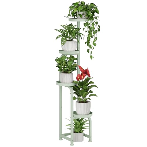 Bamworld Corner Plant Stand Indoor Outdoor Tall Metal Flower Pot Stands | 4 Tier Mint Green Heavy Duty Plant Shelf for Patio Garden Balcony Living Room Bedroom(Patent Design) - color: Mint Green, style: Spiral 4Tier