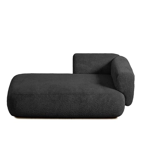 ERYE Boucle Upholstered Left Facing Chaise Lounge Indoor for Living Room Bedroom,Comfy Single Chaise Lounge Modern Leisure Recliner Sleeper Sofa Daybed, Easy Assemble - color: Black/Left