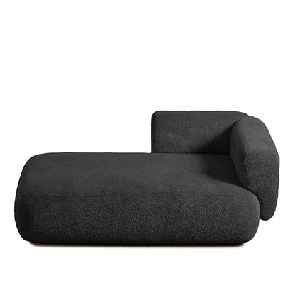 ERYE Boucle Upholstered Left Facing Chaise Lounge Indoor for Living Room Bedroom,Comfy Single Chaise Lounge Modern Leisure Recliner Sleeper Sofa Daybed, Easy Assemble - color: Black/Left