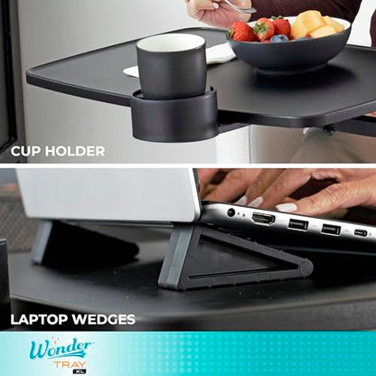 Stander Wonder Tray, Adjustable Swivel Table, Extra-Large Computer Stand, Couch Desk & Gaming Bench, TV-Trays for Eating on Couches, Chairs, Recliners with Laptop Wedges and Cup Holder, XL, Black - color: Black, size: X-Large