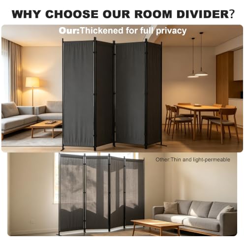 4 Panel Room Divider, 6FT Folding Privacy Screens(Grey, 4 Panel-88'') | Portable Partition Room Dividers, Freestanding Wall Divider for Office, Studio, Room Separation - color: Grey