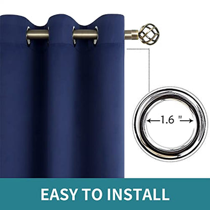 BGment Blackout Curtains for Bedroom - Grommet Thermal Insulated Room Darkening Curtains for Living Room, Set of 2 Panels (38 x 54 Inch, Navy Blue) | Grommet top, Blackout, Room Darkening, Sunblock, Thermal Insulated, Window Drapes for Kitchen, 38x54 Inch