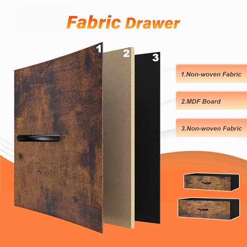 EnHomee 12 Drawers Dresser for Bedroom,TV Stand Fits 55/65/70 inch TVs | Entertainment Center with LED Lights & Power Outlets,Long Fabric Dresser with 2 Wood Shelves for Living Room,Brown Wood Grain - color: Brown Wood Grain