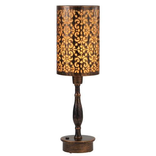 UMEXUS Cordless Table Lamp Rechargeable Battery Operated, Vintage Bronze | Touch Control Dimmer, Small Decorative Accent for Home Kitchen Living Room Entryway Side End Buffet Table, Farmhouse Antique - color: Touch Control Dimmer & Warm Light