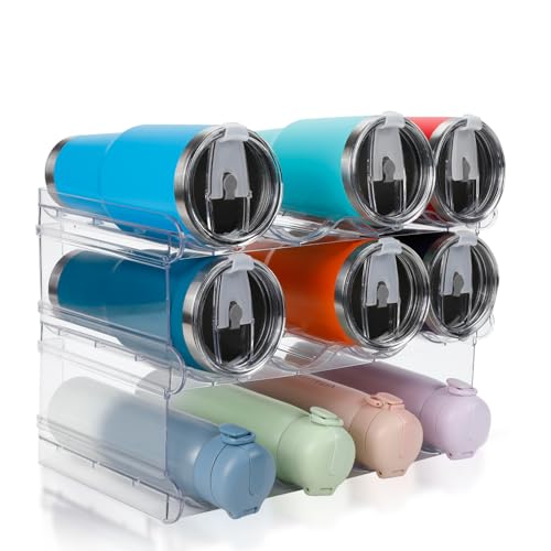 Stackable Water Bottle Organizer Large Compartment Water Bottle Holder | 3 Tier Water Bottle Organizer for Cabinet, Water Bottle Rack for Kitchen Organization and Storage - Hold 12 Bottles - size: 3 Pack